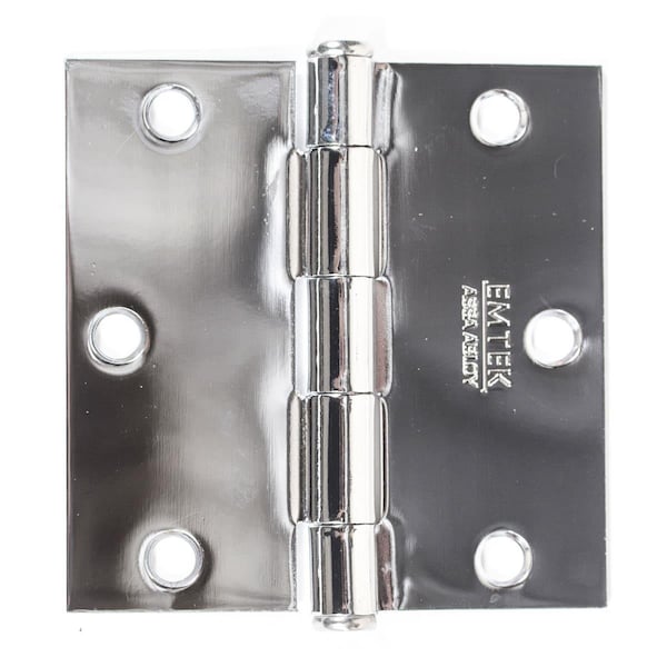 Patioplus 3.5 x 3.5 in. Square Steel Residential Duty Hinges, Bright Chrome, Set of 2 PA2001708 - main